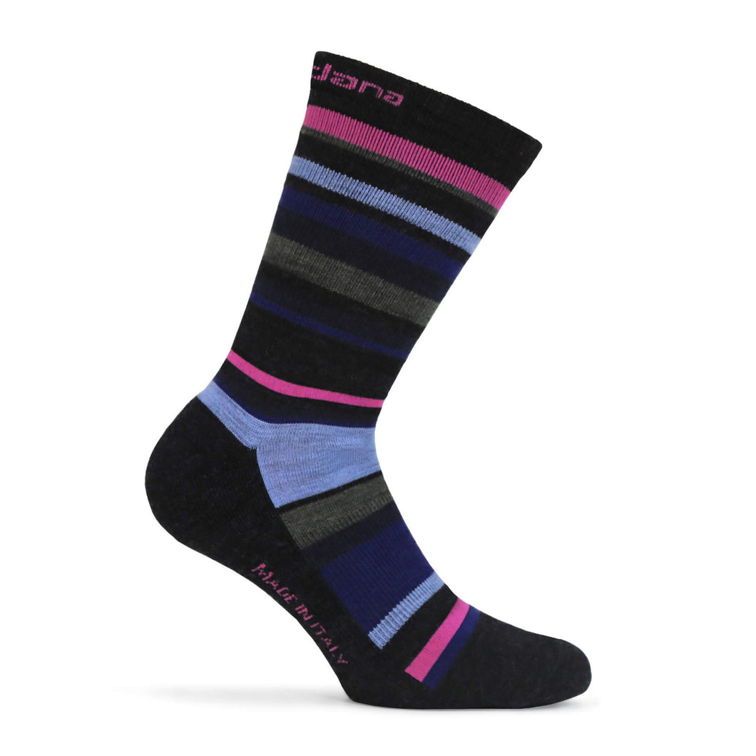 Giordana Merino Wool Sock - Tall Cuff - Stripes Black