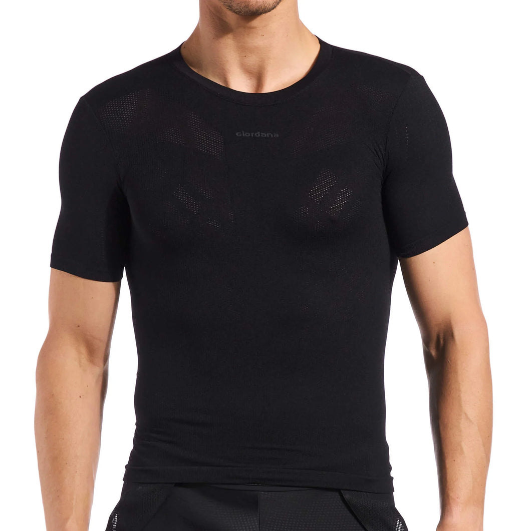 Giordana Lightweight Knitted Short Sleeve Base Layer - Black